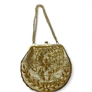 Vintage Elegant Gold Beaded Women's Bag